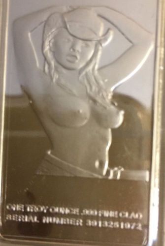 Sexy WOMAN SILVER PLATED ART BAR -Looking For LOST Romex In Sand- Storage Marks