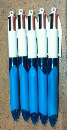 New original 5 x BIC 4 colour grip ballpoint pen 4 DIFFERENT INKS IN ONE PEN !!!