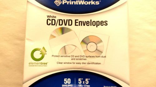 PRINTWORKS WHITE CD/DVD ENVELOPES 50PK.