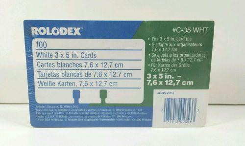 Rolodex GENUINE C-35 White 3x5 Cards 100 Count Refill NEW Sealed