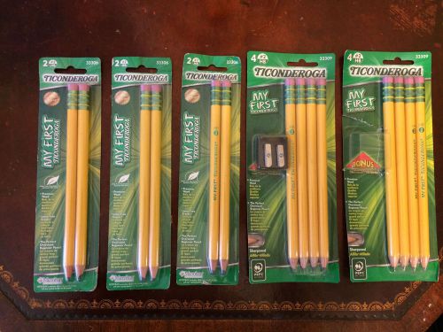#2 Pencils Ticonderoga &#034;My First&#034; (5 packages) Bonus pencil sharpener