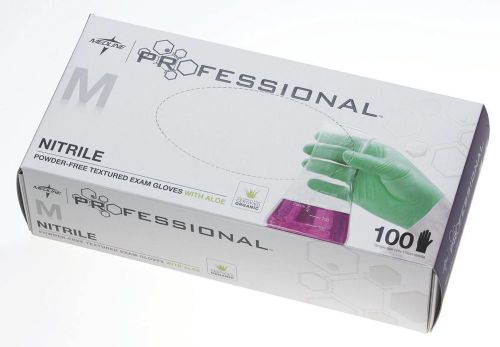 Case of 1000 Medline Professional Nitrile Exam Gloves with Aloe | Green | Medium