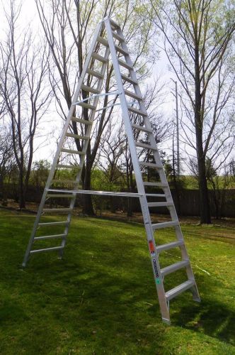 New louisville twin step ladder am1016 16 foot 300lb rated aluminum a-frame for sale