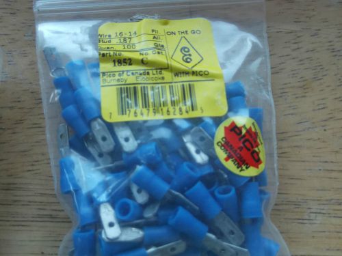 1852C PICO - QTY 100 - 16-14 AWG .187 Male Quick Connectors  NEW