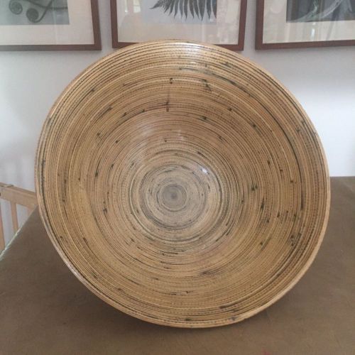 Shellac tan and rosewood bowl 15&#034;round 9&#034; tall for sale