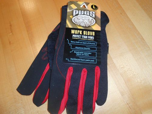 PUGS LG. Men&#039;s  Work Gloves NWT Durable!!   &#034; Protect your Paws&#034; Keystone Thumb