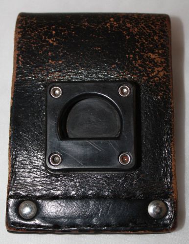 Distressed Black Leather Belt Loop Radio Holder # 42C05857B01