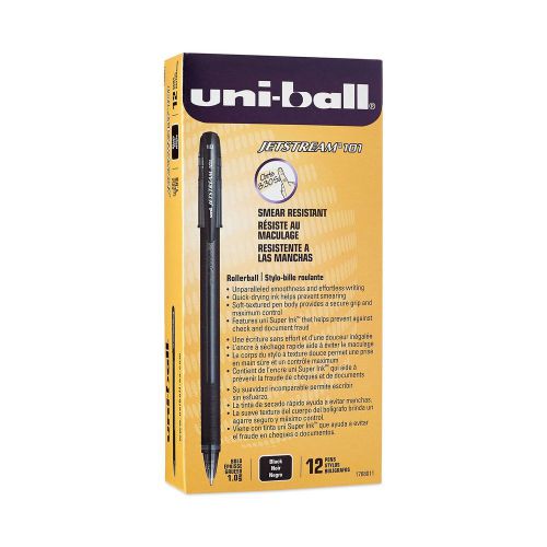 Uni-ball jetstream 101 ball point pens bold point black ink pack of 12 (17680... for sale