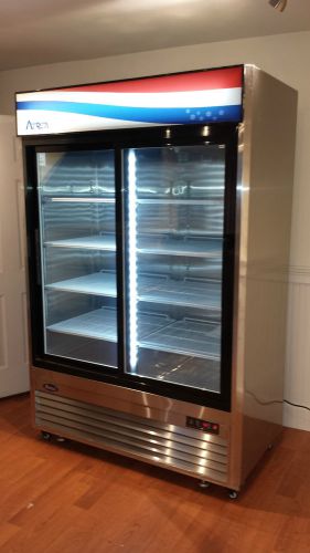Atosa MCF8709 - 54&#034; Glass Door Refrigerator - 2 Sliding Doors