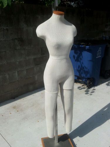 cloth-covered mannequin with removable lower legs