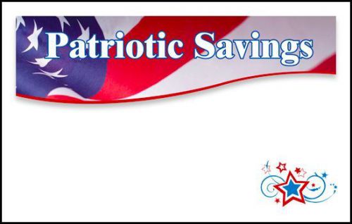 PATRIOTIC, MEMORIAL DAY, 4th of JULY, Retail Price Sale Blank Signs, NEW! 50 Pk