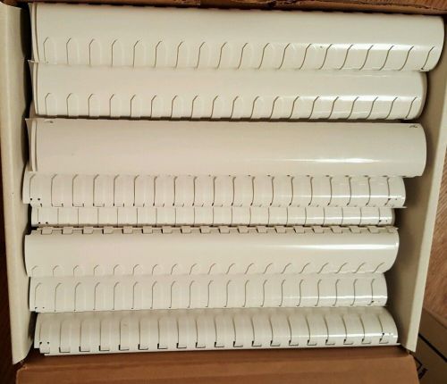 Plastic Spiral Binding Combs, 1-1/2&#034; Diameter, 290 Sheet Capacity, White, 60 box