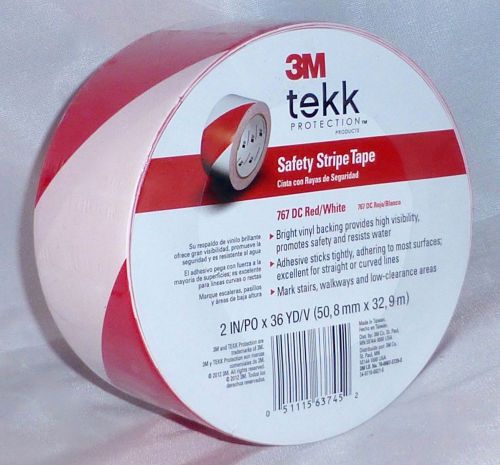 3m tekk safety stripe tape, red &amp; white 2&#034;w x 36 yards (108 feet) 767 dc for sale