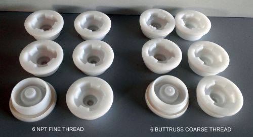 12 Poly Plugs 2&#034; w Knock Out Fine 6 Thread &amp; 6 Coarse Thread for Plastic Barrels