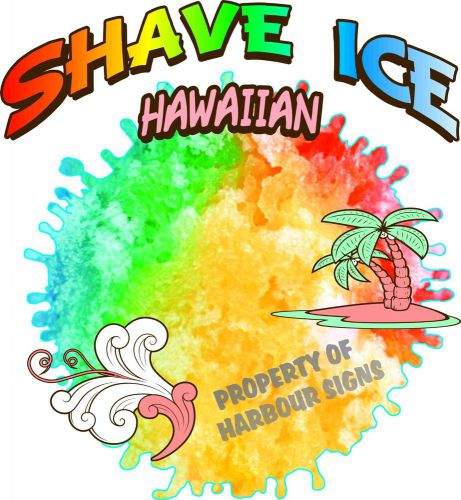 Hawaiian Shave Ice Decal 14&#034; Concession Trailer Food Truck Cart Vinyl Sign