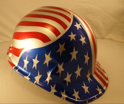 Hard hat american flag red white and silver patriotic construction helmet for sale