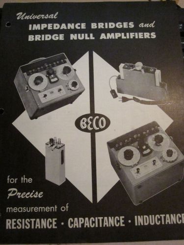 BECO Impedance Bridges &amp; Bridge Null Amplifiers Vintage Electrical Insert
