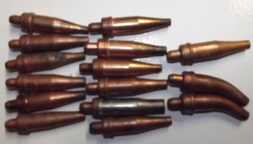 Lot of 15 torch nozzle tips most marked victor for sale
