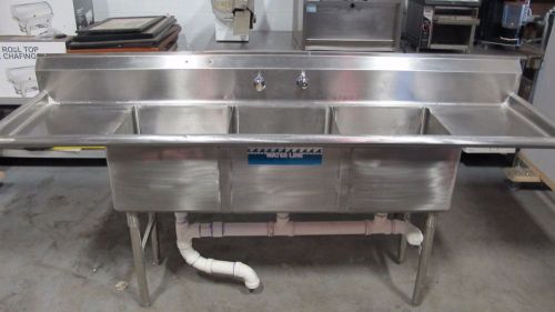 90&#034; THREE 3 COMPARTMENT COMMERCIAL SINK W/LEFT &amp; RIGHT DRAINBOARDS  tx151200112