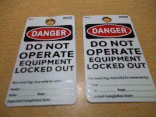 NEW ELECTROMARK 5053V Lockout Tags &#034;Danger Do Not Operate&#034; Lot of 2