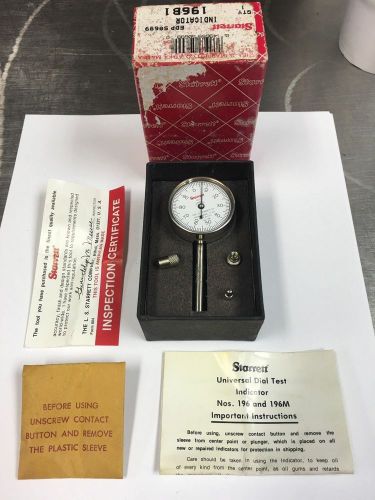 Starrett Dial Test Indicator 196B Jeweled .001 W/ 3 Contact Points NICE