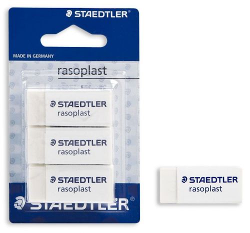 Staedtler Eraser Rubber White 526 B30 Set of 3 x 4 Rasoplast Lot of 12 pcs