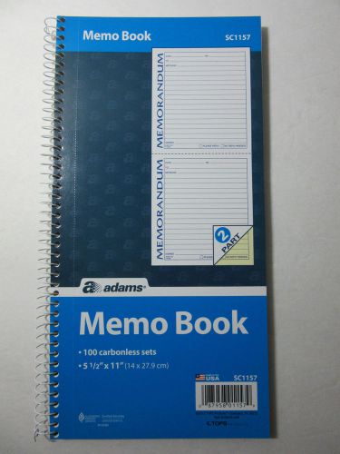 Adams spiral memo book 2-part 100 carbonless set sc1157 for sale