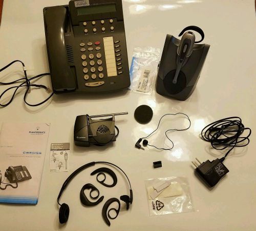 Plantronics cs50 wireless headset system /w hl-10 lifter &amp; a avaya office phone for sale
