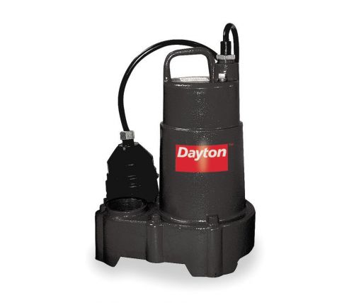 DAYTON 3BB79 Sump Pump, 1/2 HP, 1-1/2&#034; NPT, 15 ft Submersible 115 V AC Cast Iron