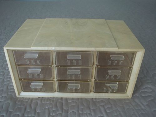 Vintage Akro Mils Inc. Marble Plastic Parts Box Storage Bin 9 Drawer Made U.S.A