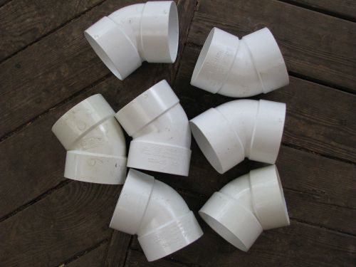 4&#034; PVC 45 degree elbows Lot of 7 pieces Four inch white new Sewer Drain