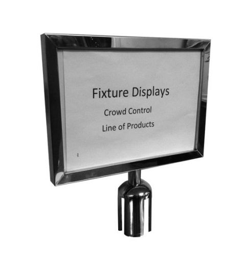 Crowd control stanchion queue barrier post sign holder 11x8.5&#034; for sale