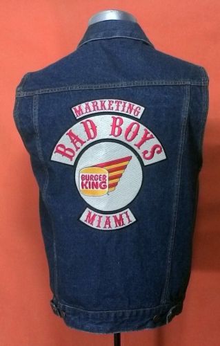 Burger king marketing bad boys miami denim medium vest old bk campaign euc for sale
