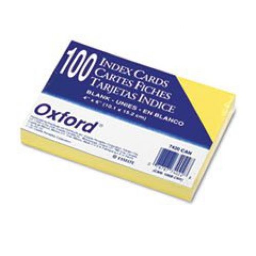 Oxford(R) Colored Recycled Index Cards, Unruled, 4in. x 6in., Canary, Pack Of
