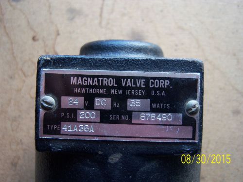 Magnatrol 41A-V36-OHT Solenoid Valve 24V dcHz 35W 200 PSI 1-1/2&#034;  USED