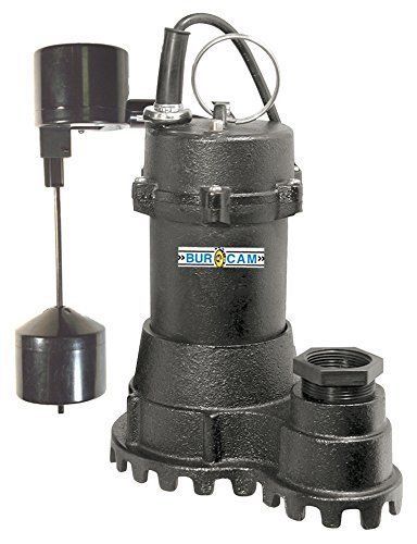 Burcam cast iron subm. sump pump 1/2 hp 115v vertical switch 300718 for sale