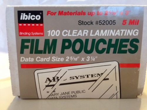 IBICO 100 Business Card Laminating Film Pouches 2-5/16 x 3-1/4  5 NEW IN BOX
