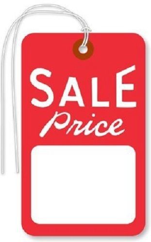100 Tags / Pack, Sale Price, white stock, red ink, w/String, 1.75&#034; x 2.875&#034;