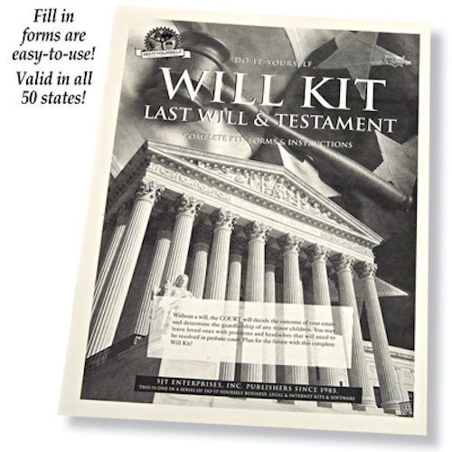 Legal Last Will Testament Kit Do It Yourself DIY Paper Forms Estate No Software