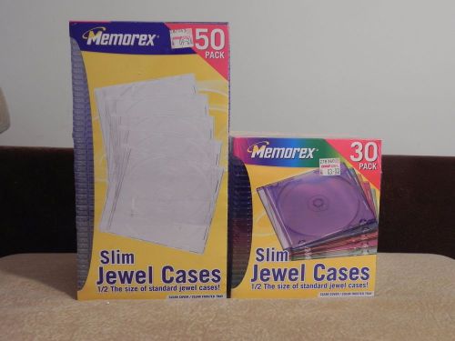 Memorex CD/DVD Slim Jewel Cases Set: Clear Cover 50Pack &amp; Color Frosted 30Pack