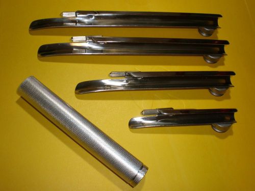 Miller laryngoscope set with 4 blades, aa size handle - economy - emt for sale