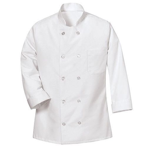 Brand New White Chef Coat 8 Plastic Buttons with Free Red Bib Apron Size XS-4XL