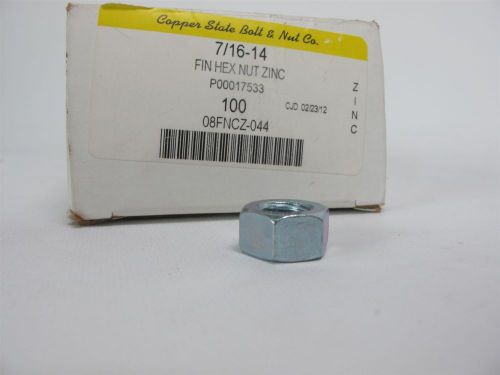 Box of 100 - Copper State 7/16-14 Finished Hex Nut Zinc 08FNCZ-044