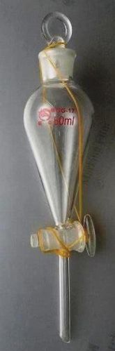 Separatory funnel, 60 ml pear shape with glass stopcock for sale