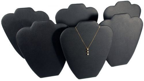 6 Black Leather Pendant Necklace Jewelry Display 9&#034;