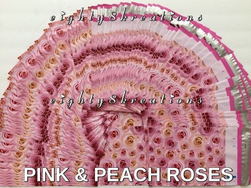 10 pink n peach roses print 6x9 flat poly mailers shipping postal envelopes bags for sale