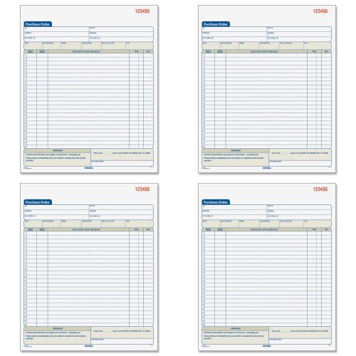 Purchase Order Book 10.69x8.38&#034; White and Canary 2-Part, 4 Packs