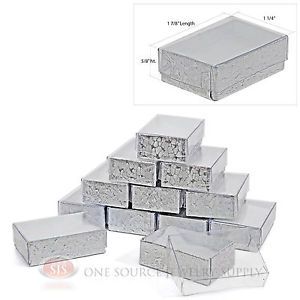 12 Silver View Top Cotton Filled Jewelry Gift Boxes 1 7/8&#034; x 1 1/4&#034;