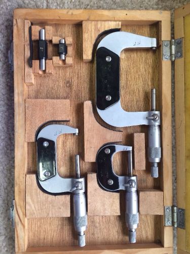 Chuan Brand Micrometers W/ Wooden Case Very Good Condition