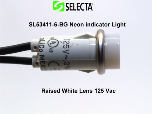 Selecta SL53411-6-BG Neon indicator Light Raised White Lens 125 Vac Qty: 3